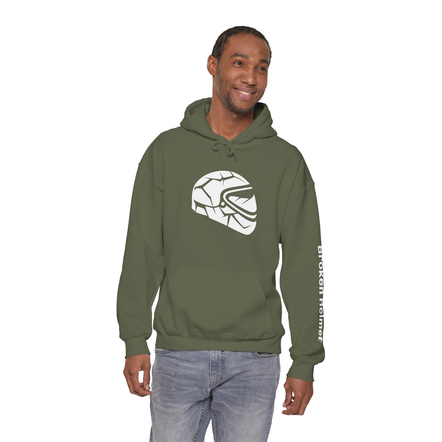 Broken Helmet Heavy Blend Hooded Sweatshirt - White Logo