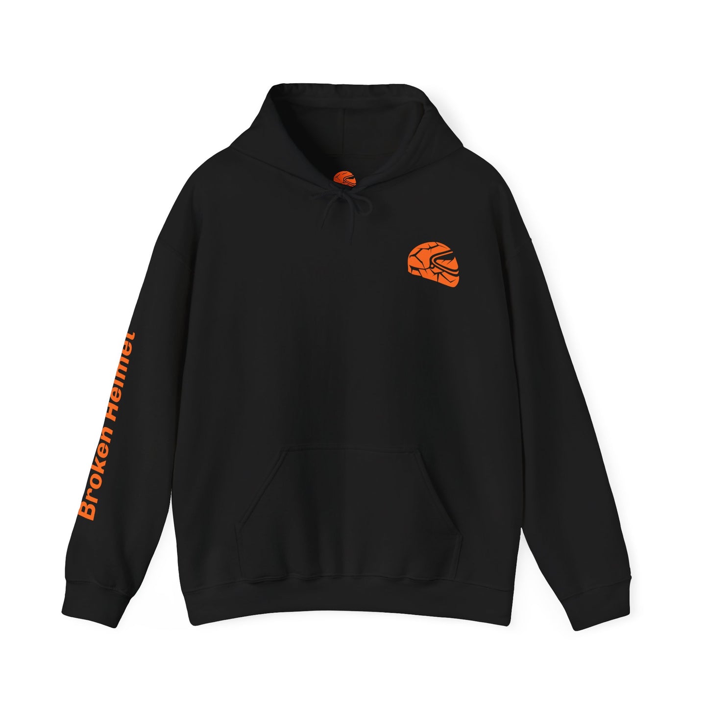 Broken Helmet Heavy Blend Hooded Sweatshirt - Orange Logo