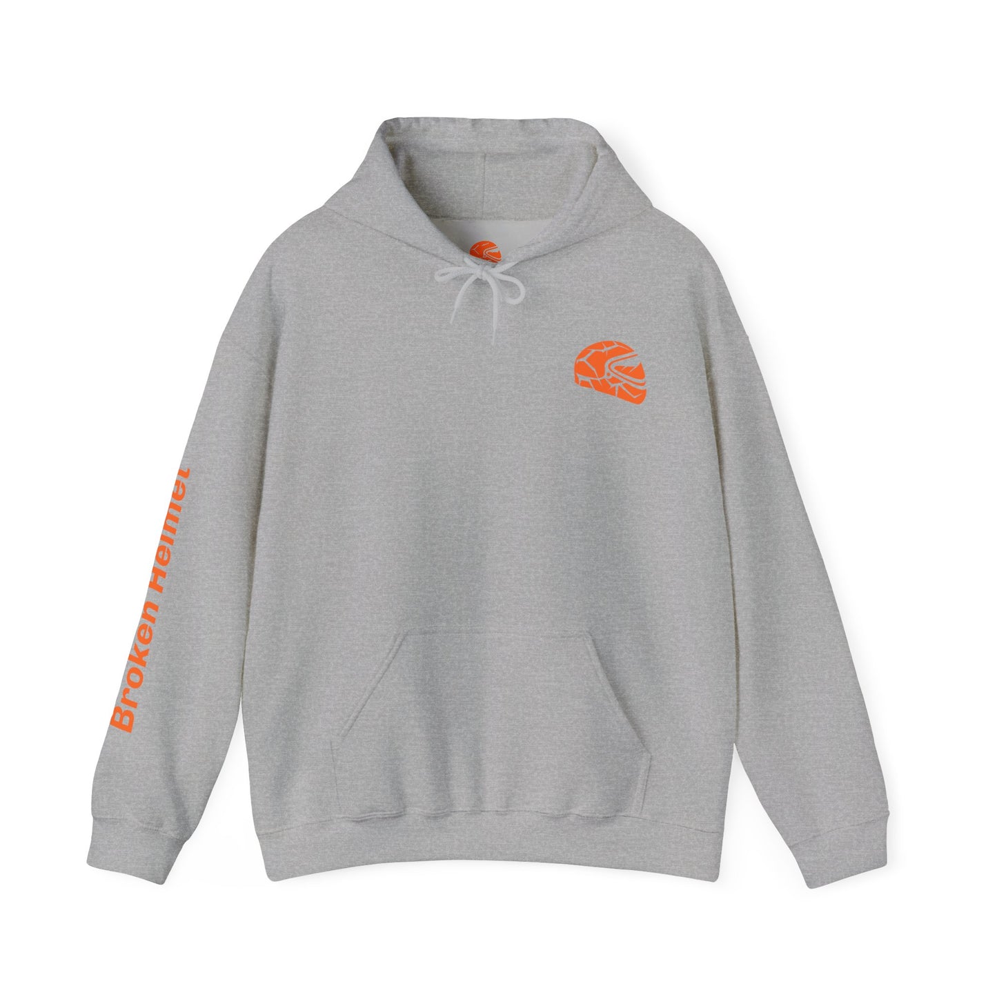 Broken Helmet Heavy Blend Hooded Sweatshirt - Orange Logo