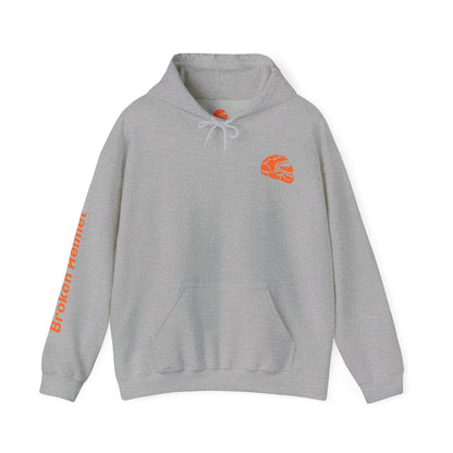 Broken Helmet Heavy Blend Hooded Sweatshirt - Orange Logo