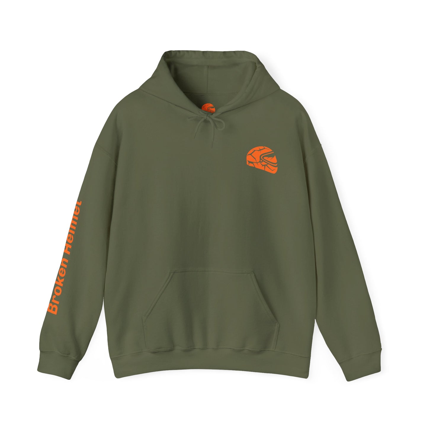 Broken Helmet Heavy Blend Hooded Sweatshirt - Orange Logo