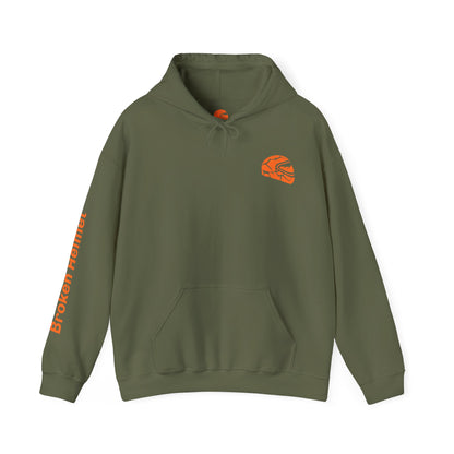 Broken Helmet Heavy Blend Hooded Sweatshirt - Orange Logo