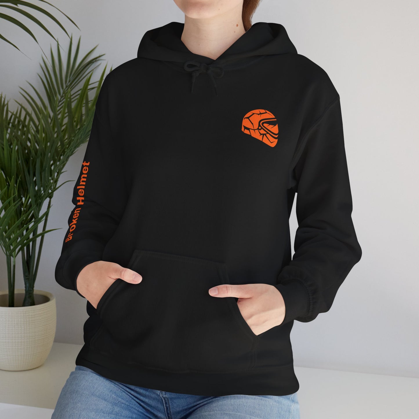 Broken Helmet Heavy Blend Hooded Sweatshirt - Orange Logo