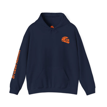 Broken Helmet Heavy Blend Hooded Sweatshirt - Orange Logo