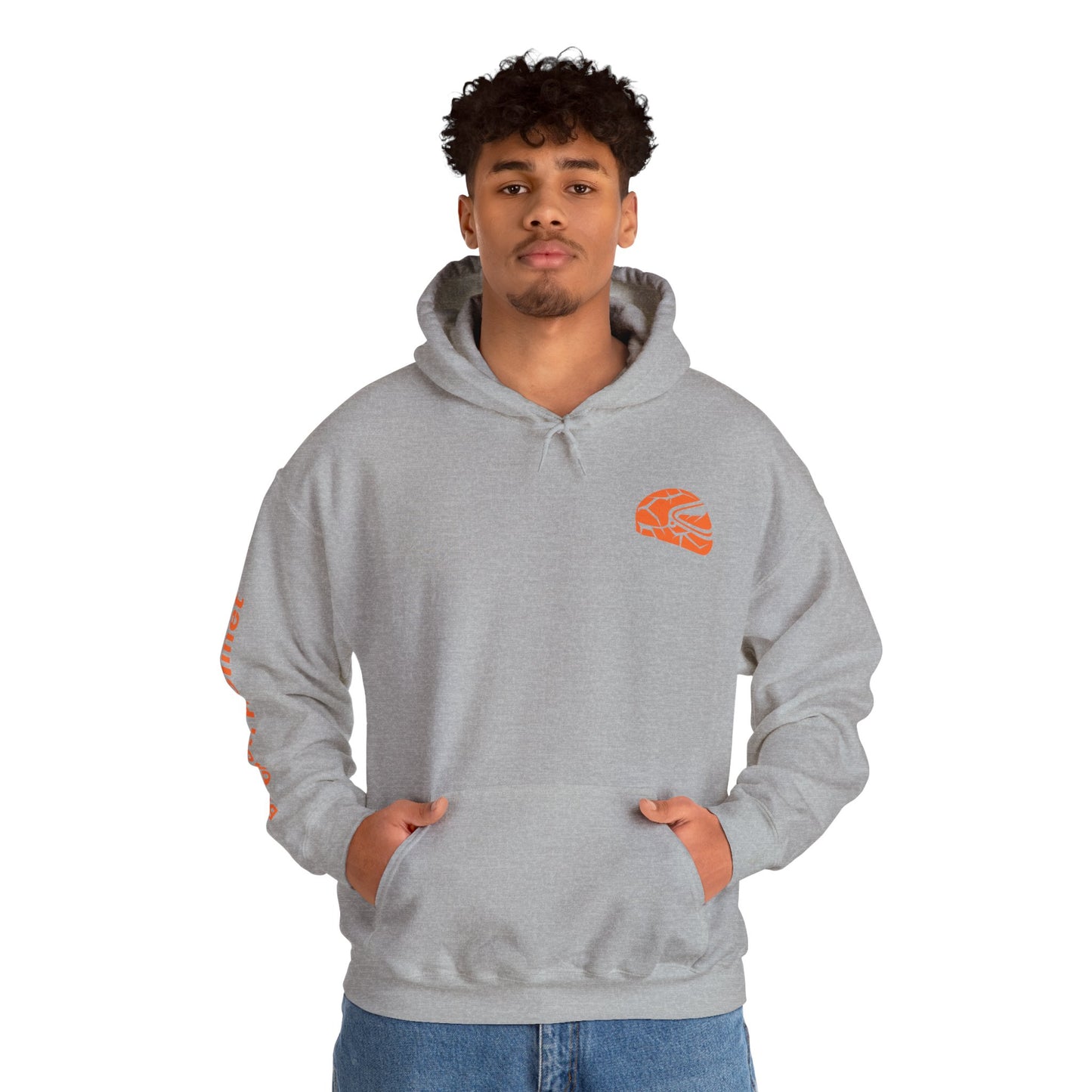Broken Helmet Heavy Blend Hooded Sweatshirt - Orange Logo