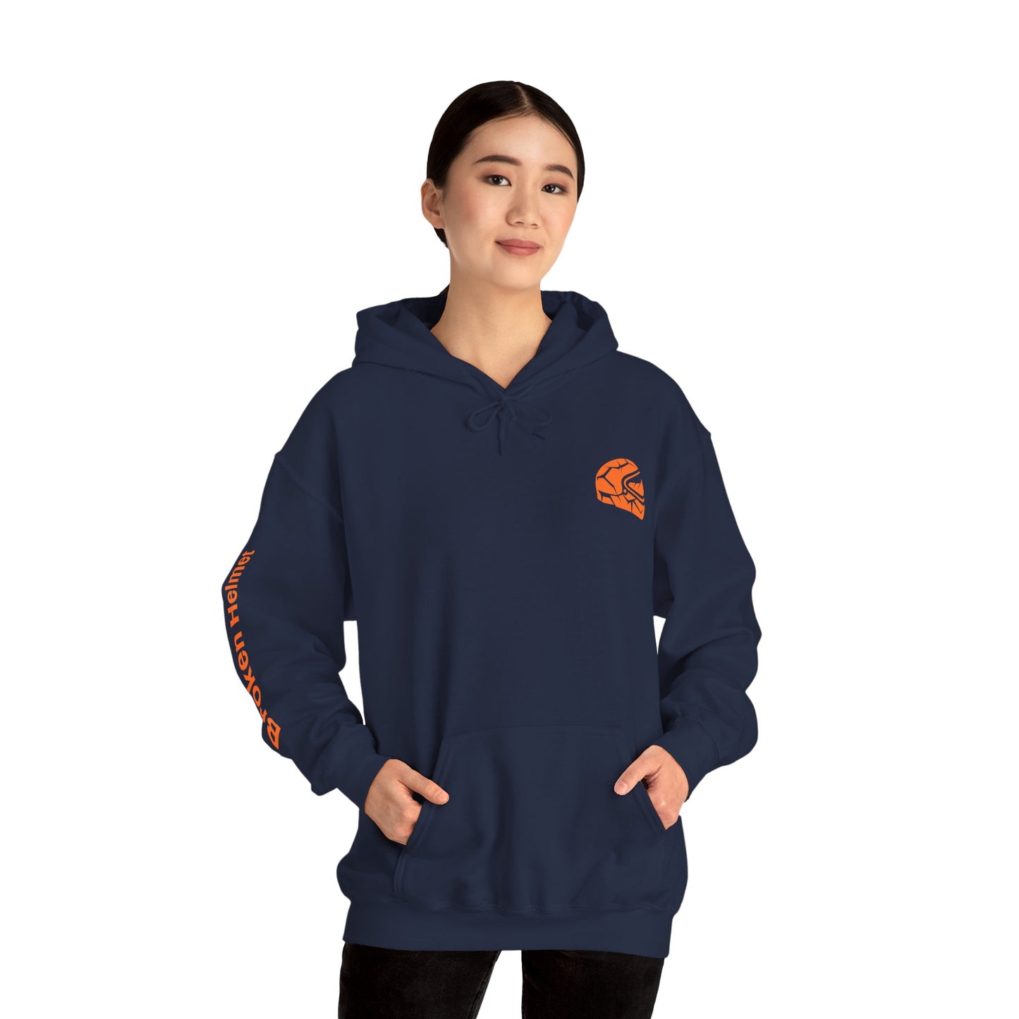 Broken Helmet Heavy Blend Hooded Sweatshirt - Orange Logo