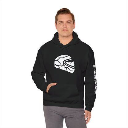 Broken Helmet Heavy Blend Hooded Sweatshirt - White Logo
